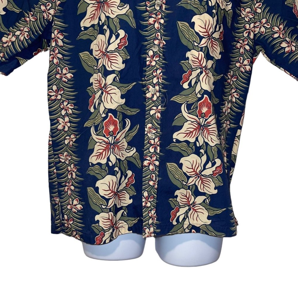 Vintage Retro Cooke Street Hawaiian Shirt Mens M Plumeria Aloha Vacation Blue - Picture 3 of 10